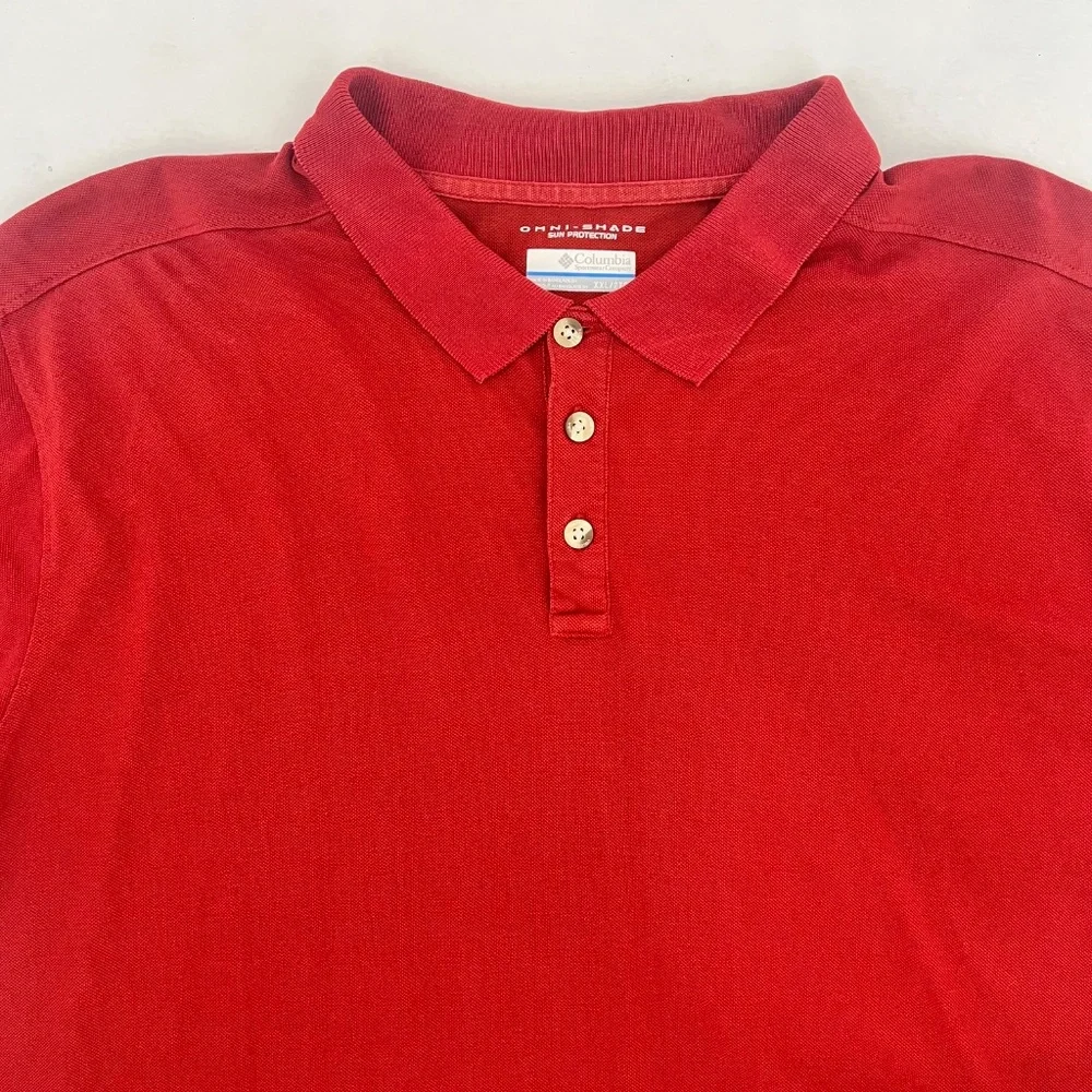 Columbia Sportswear Co. Mens Size XXL Polo Shirt Red Omni-Shade‎ Sun Protection